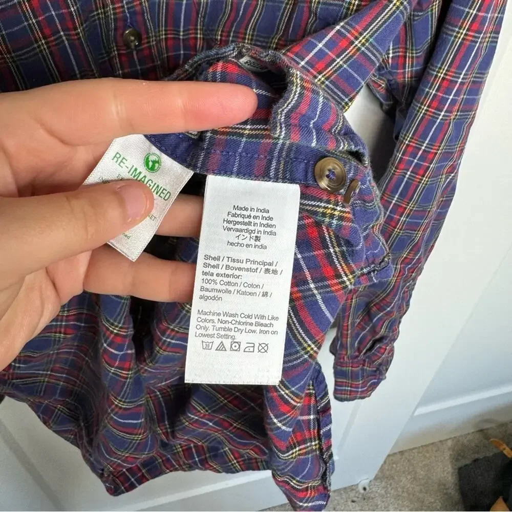 J. Crew Slim Blue Plaid Button Down Cotton Shirt Size Medium